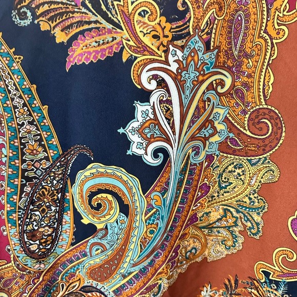 Chico's Navy Open Front Cardigan with Paisley Lining - Picture 5 of 12